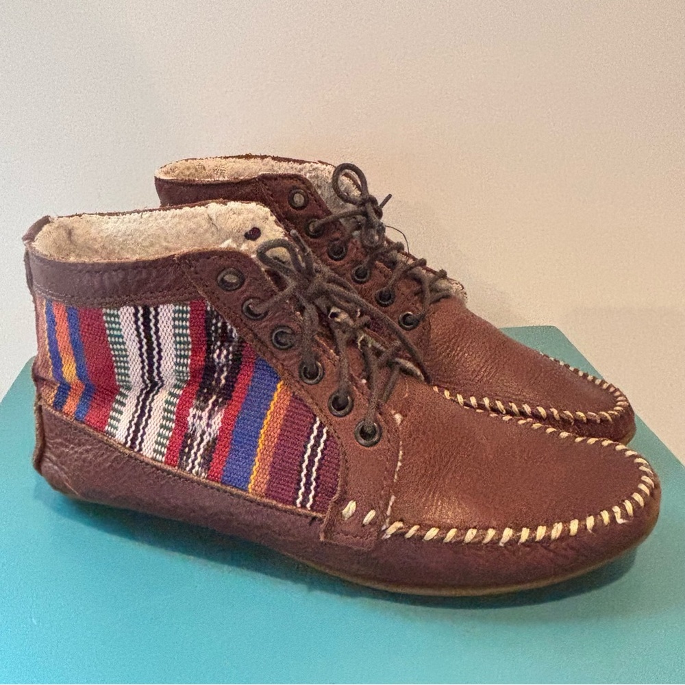 Anthropologie 2586 Cheyenne Bootie Brown Leather Moccasins size 8.5 Southwestern